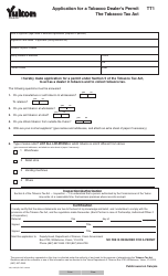 Document preview: Form YG1141 Application for a Tobacco Dealer's Permit - Yukon, Canada