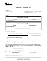 Form YG483 &quot;Statutory Declaration&quot; - Yukon, Canada