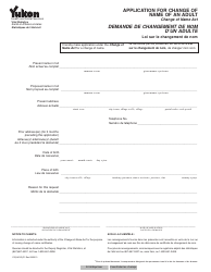 Document preview: Form YG3401 Application for Change of Name of an Adult - Yukon, Canada (English/French)