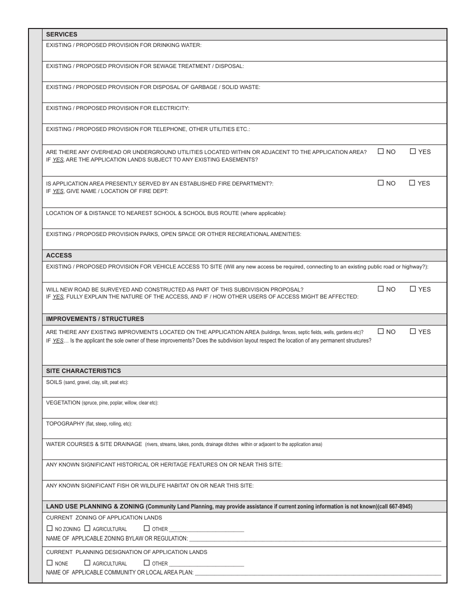 Form YG5603 Application for Subdivision Approval of Agricultural Land - Yukon, Canada, Page 5