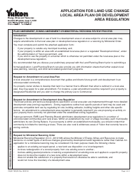 Form YG5371 Application for Land Use Change Local Area Plan or Development Area Regulation - Yukon, Canada