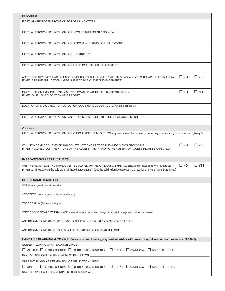 Form YG5370 Application for Subdivision Approval - Yukon, Canada, Page 4
