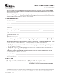 Document preview: Form YG5101 Application for Raffle Licence - Yukon, Canada