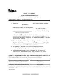 Document preview: Form YG5713 Prize Guarantee by Financial Institution - Yukon, Canada