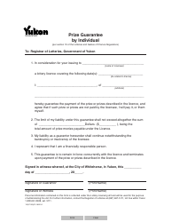 Document preview: Form YG5712 Prize Guarantee by Individual - Yukon, Canada