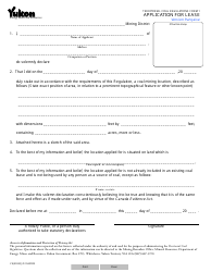 TERRITORIAL COAL REGULATION Form 1 (YG5033) &quot;Application for Lease&quot; - Yukon, Canada