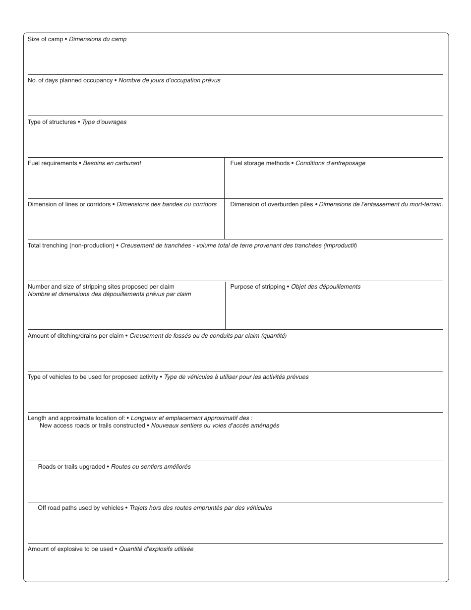 Form YG5109 Class 2 Notification / Class 2 Placer Land Use Operation - Yukon, Canada (English / French), Page 2