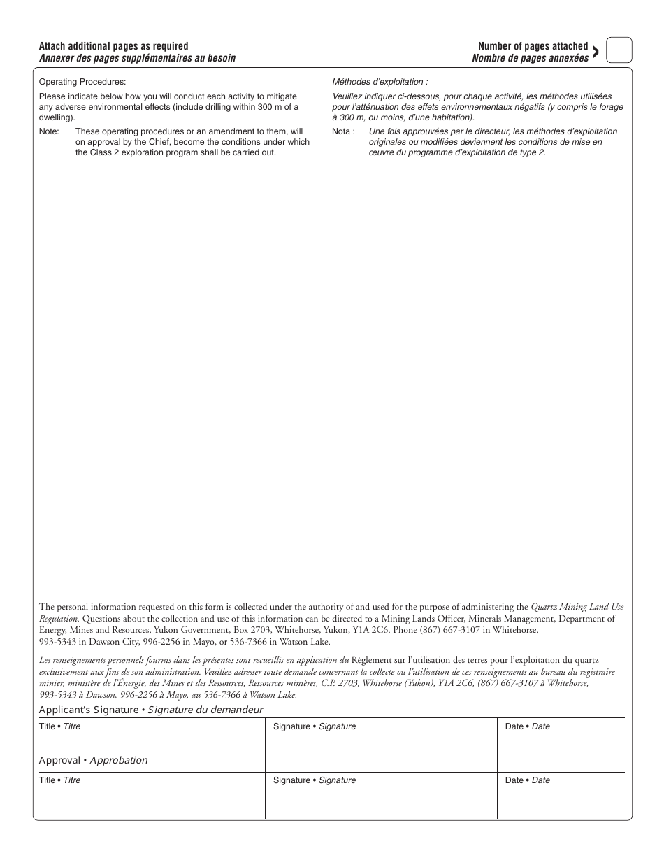 Form YG5110 Class 2 Notification / Class 2 Exploration Program - Yukon, Canada (English / French), Page 3