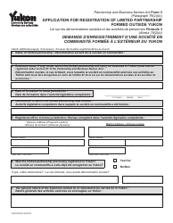 Form 3 (YG6191) Application for Registration of Limited Partnership Formed Outside Yukon - Yukon, Canada (English/French)