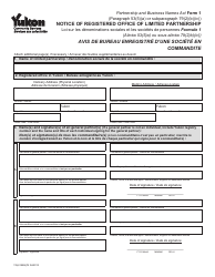 Document preview: Form 1 (YG6189) Notice of Registered Office of Limited Partnership - Yukon, Canada (English/French)