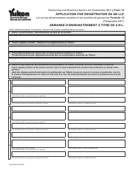 Form 12 (YG6200) Application for Registration as an Llp - Yukon, Canada (English/French)