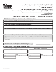Form 19 (YG6206) Annual Report Limited Partnership Formed Outside Yukon - Yukon, Canada (English/French)