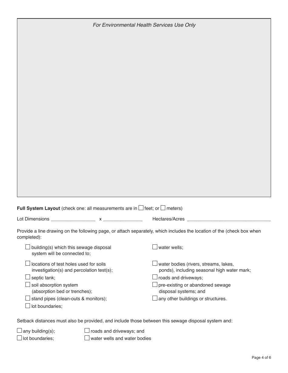 Form YG5964 Application for Approval to Use a Sewage Disposal System - Yukon, Canada, Page 4