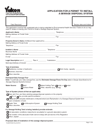 Form YG4307 Application for a Permit to Install a Sewage Disposal System - Yukon, Canada