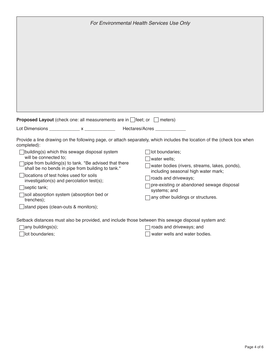 Form YG4307 Application for a Permit to Install a Sewage Disposal System - Yukon, Canada, Page 4