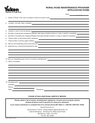Document preview: Form YG6118 Rural Road Maintenance Program Application Form - Yukon, Canada