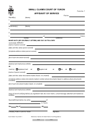 Form 7 (YG3133) &quot;Affidavit of Service&quot; - Yukon, Canada