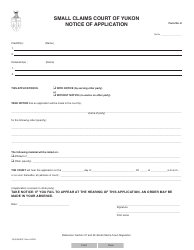 Form 8 (YG3150) &quot;Notice of Application&quot; - Yukon, Canada