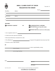 Document preview: Form 10 (YG5771) Requisition for Order - Yukon, Canada