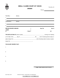 Document preview: Form 16 (YG5773) Order - Yukon, Canada