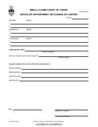 Document preview: Form 27 (YG5775) Notice of Appointment or Change of Lawyer - Yukon, Canada