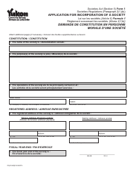 Form 1 (YG6164) Application for Incorporation of a Society - Yukon, Canada (English/French)