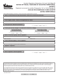 Form 19 (YG6175) &quot;Notice of Fiscal Year-End of an Extra-territorial Society&quot; - Yukon, Canada (English/French)