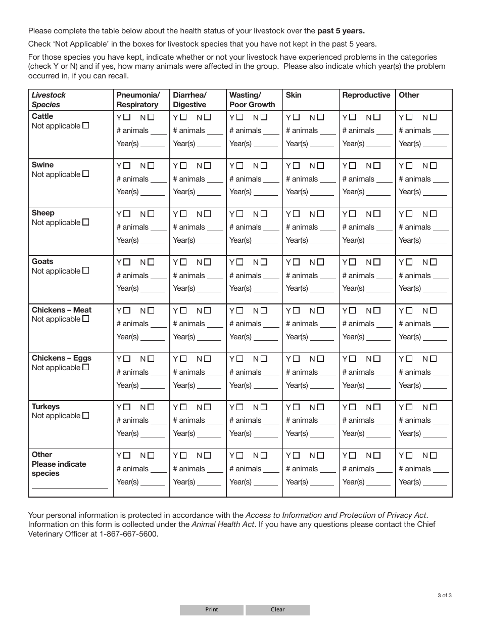Form YG6259 Yukon Veterinary Services Program Enrollment Form - Yukon, Canada, Page 3