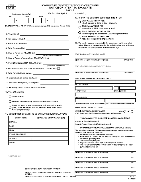 Form PA-38  Printable Pdf