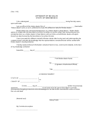 Document preview: Affidavit of No Sales - New Mexico