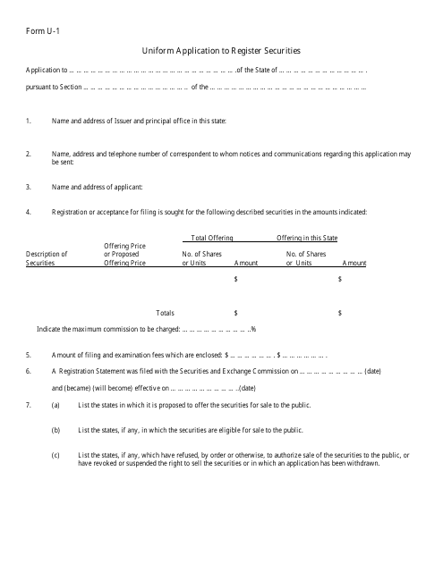 Form U-1 Uniform Application to Register Securities - New Mexico
