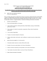 Form 202N &quot;Sales to Ten or Fewer Purchasers Notice of Claim of Exemption&quot; - New Mexico