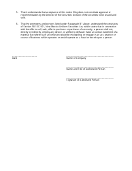 Form 202N Sales to Ten or Fewer Purchasers Notice of Claim of Exemption - New Mexico, Page 3