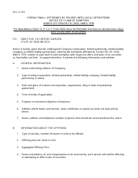Form 202X &quot;Small Offerings by Issuers With Local Operations Notice of Claim of Exemption&quot; - New Mexico