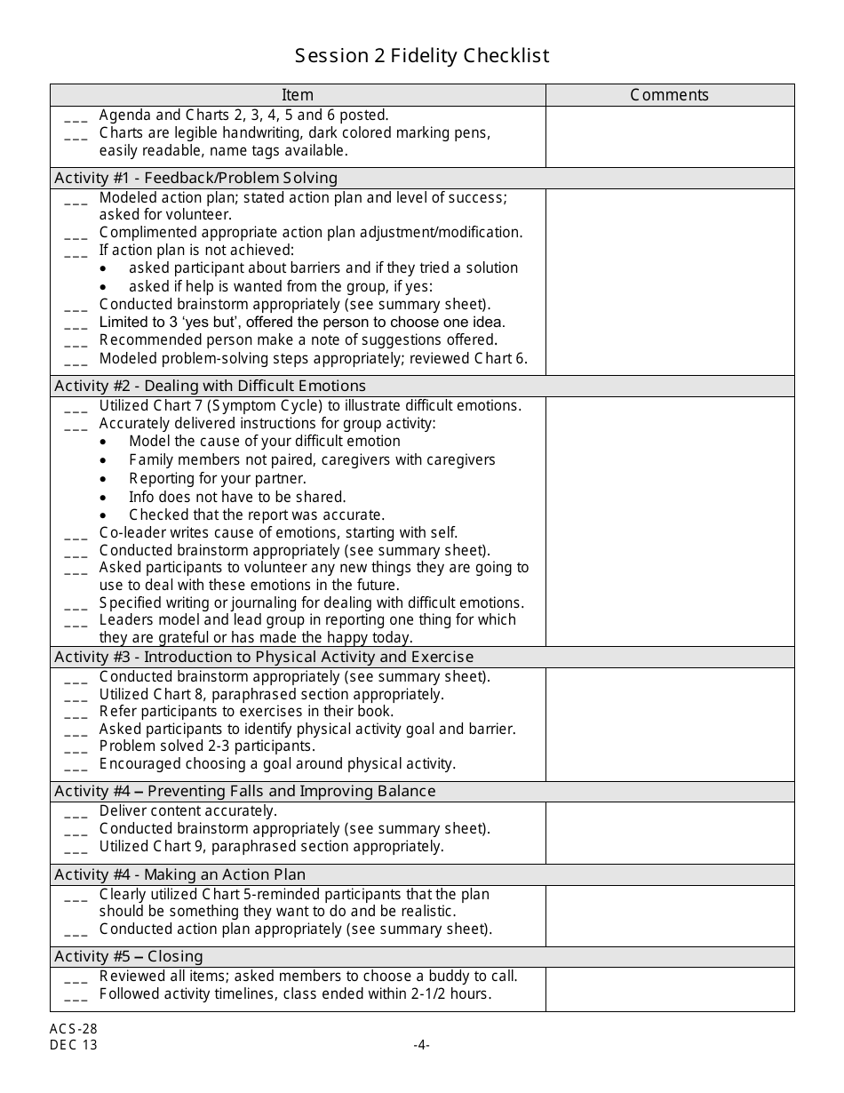 Form ACS-28 Workshop Checklist Summary of Observations - New Jersey, Page 4