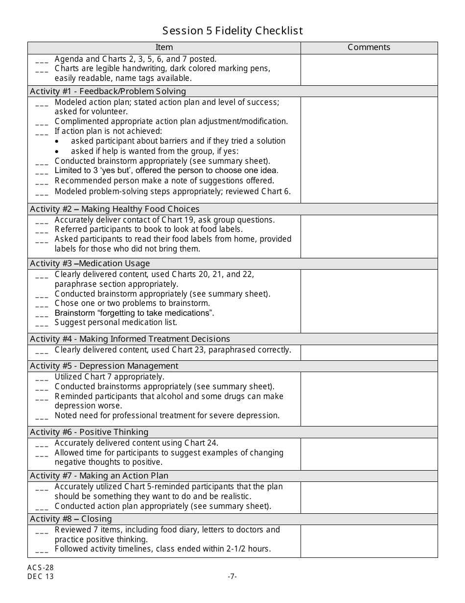Form ACS-28 Workshop Checklist Summary of Observations - New Jersey, Page 7
