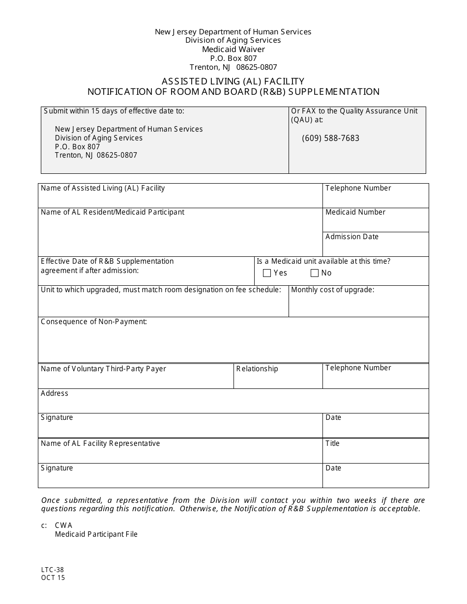 Form Ltc-38 - Fill Out, Sign Online And Download Printable Pdf, New 