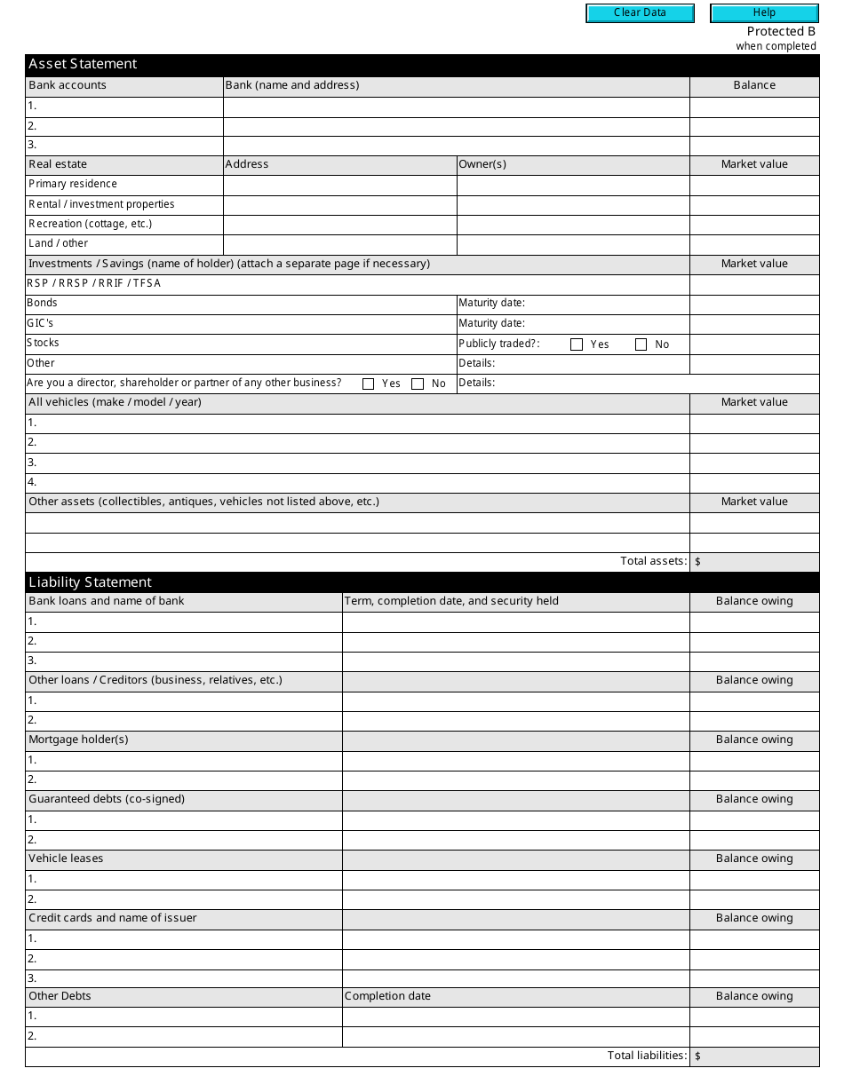 Form RC376 Taxpayer Relief Request - Statement of Income and Expenses and Assets and Liabilities for Individuals - Canada, Page 3