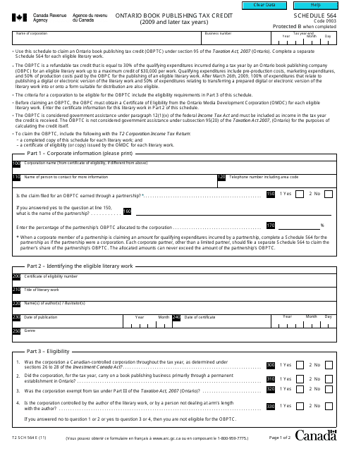 Form T2 Schedule 564  Printable Pdf