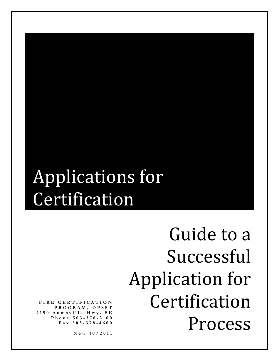 Guide to a Successful Application for Certification Process - Oregon, Page 1