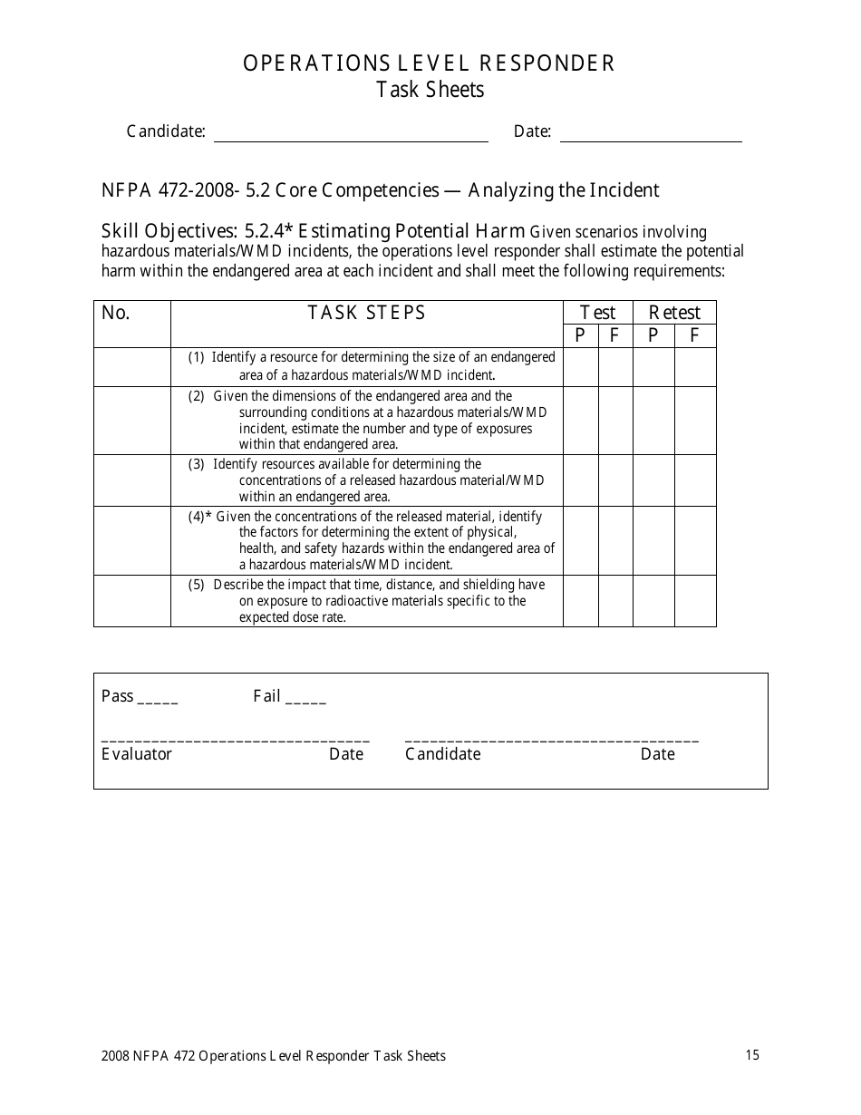 Operations Level Responder Task Sheets - Oregon, Page 15