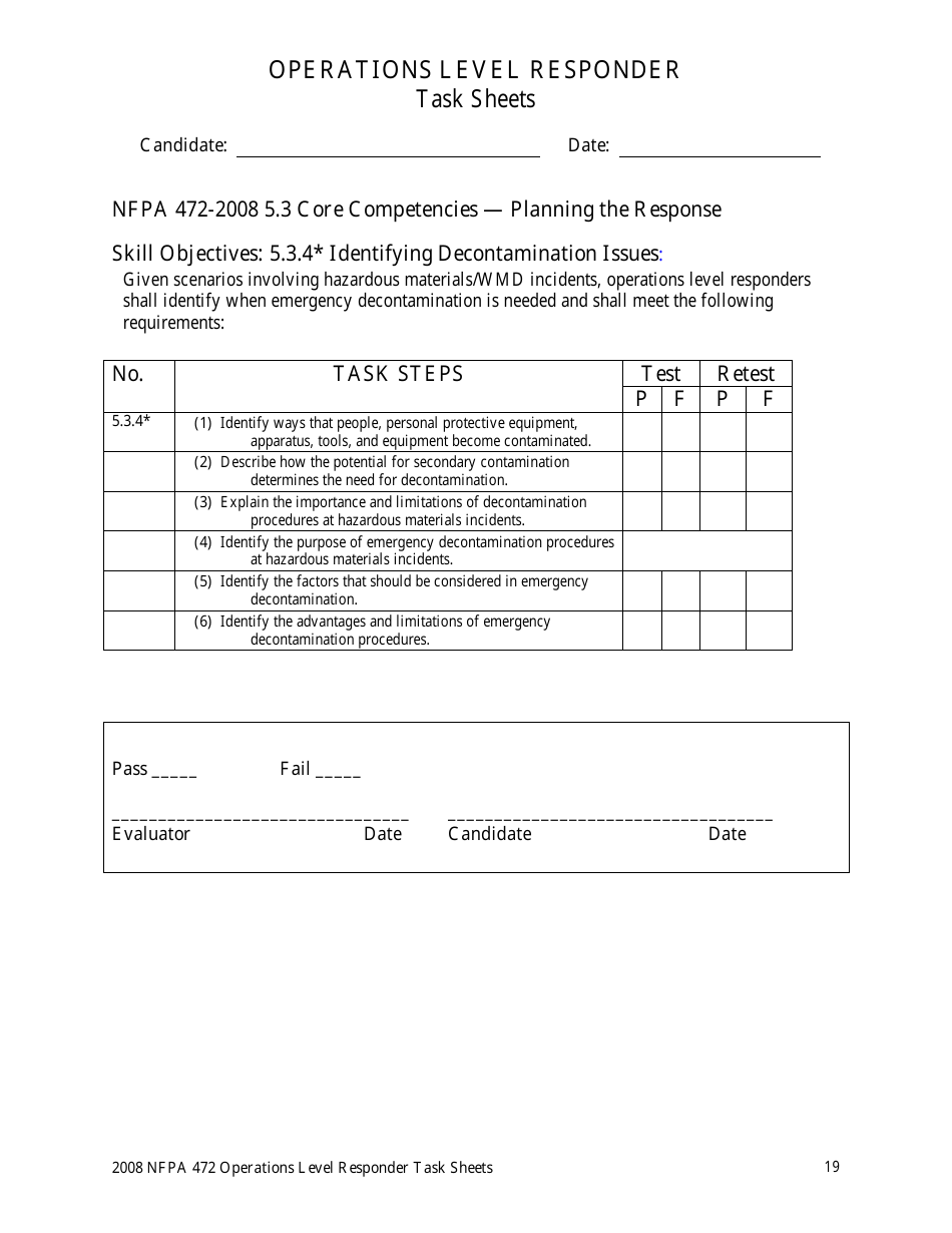 Operations Level Responder Task Sheets - Oregon, Page 19