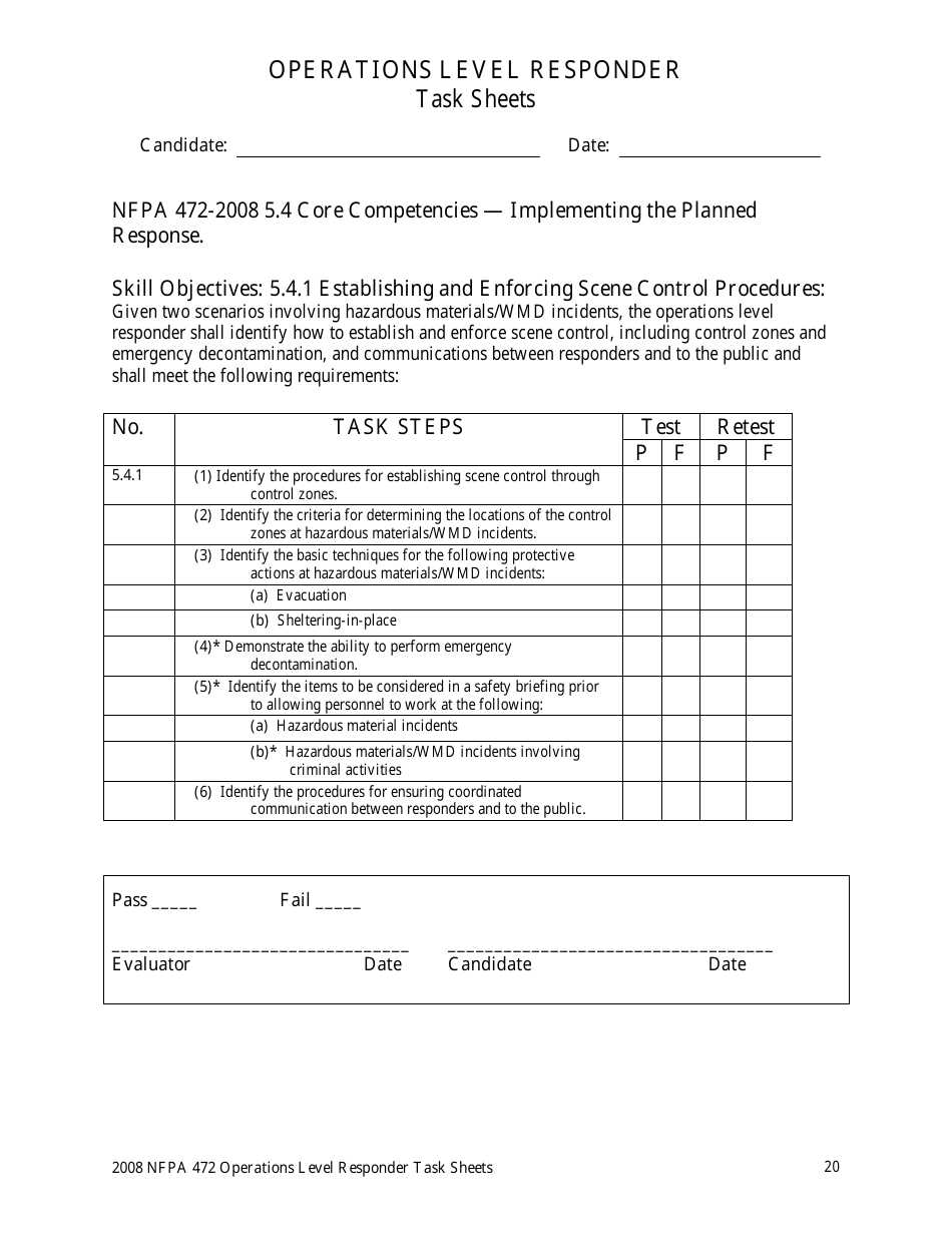 Operations Level Responder Task Sheets - Oregon, Page 20
