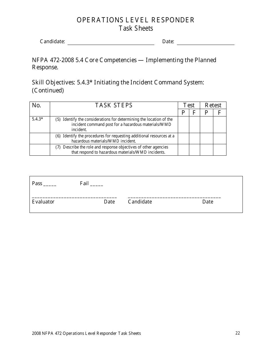 Operations Level Responder Task Sheets - Oregon, Page 22