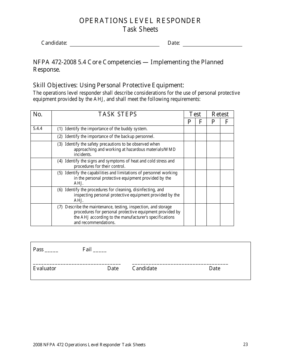 Operations Level Responder Task Sheets - Oregon, Page 23