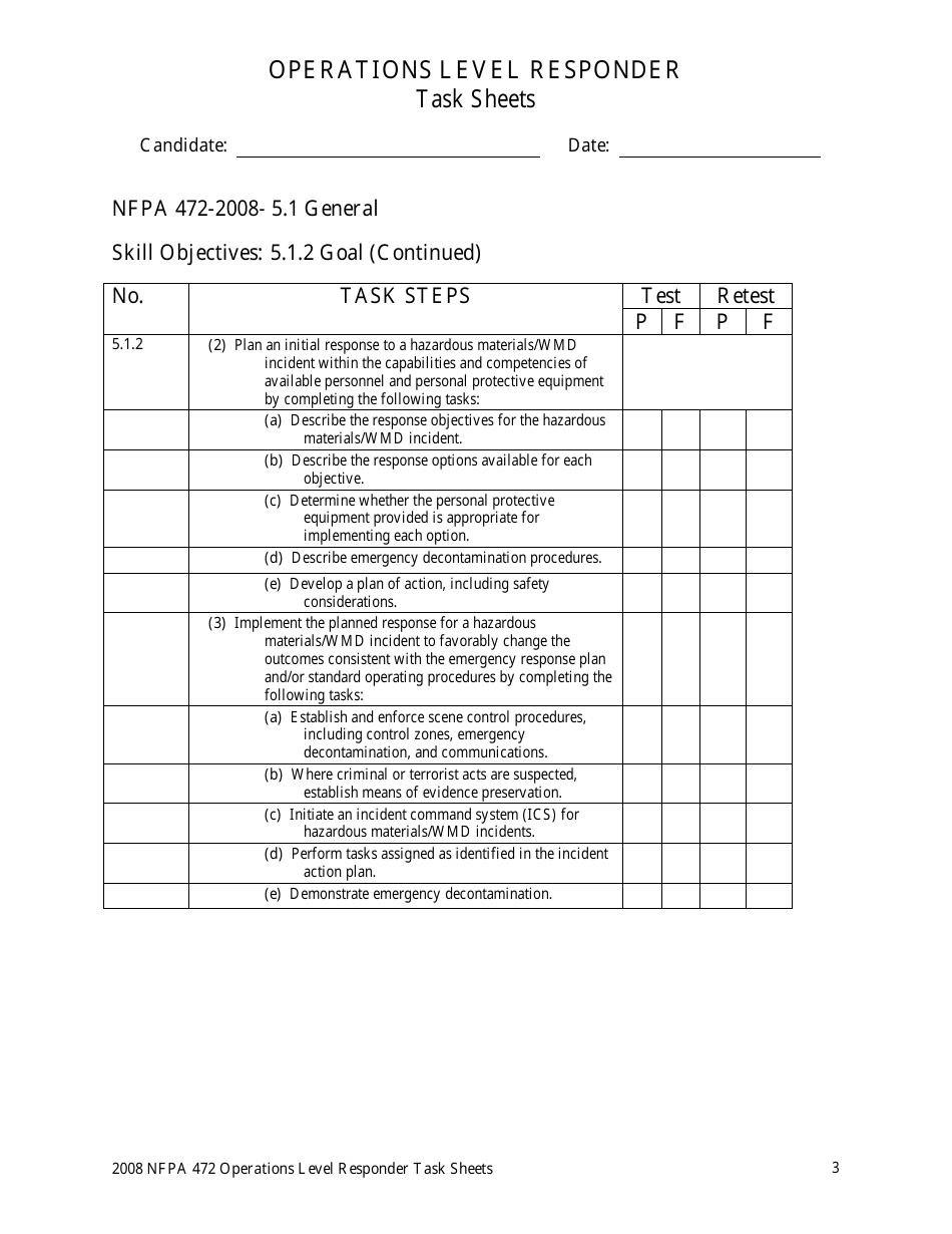 Oregon Operations Level Responder Task Sheets - Fill Out, Sign Online ...