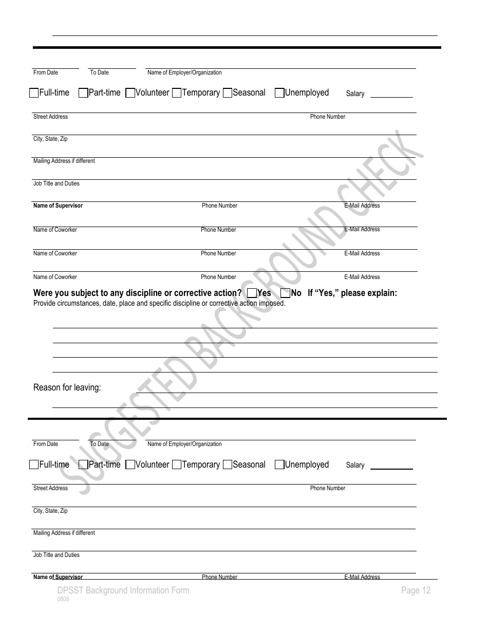 Oregon Background Information Form - Fill Out, Sign Online and Download ...