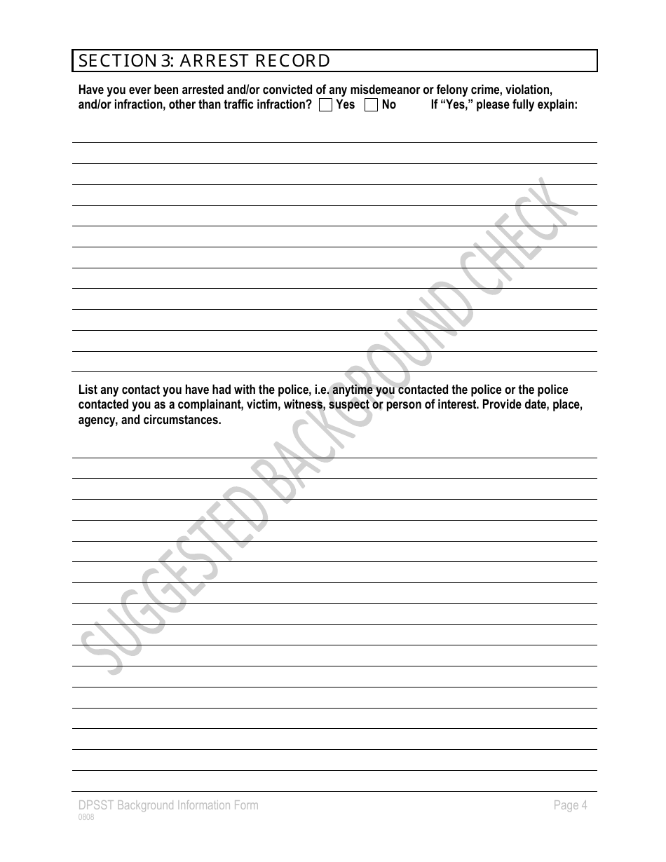 Background Information Form - Oregon, Page 4