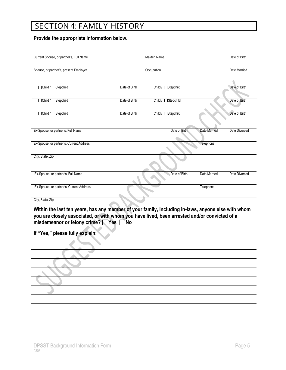 Background Information Form - Oregon, Page 5