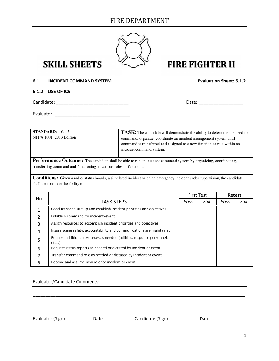 Fire Fighter II - Skill Sheets - Oregon, Page 1